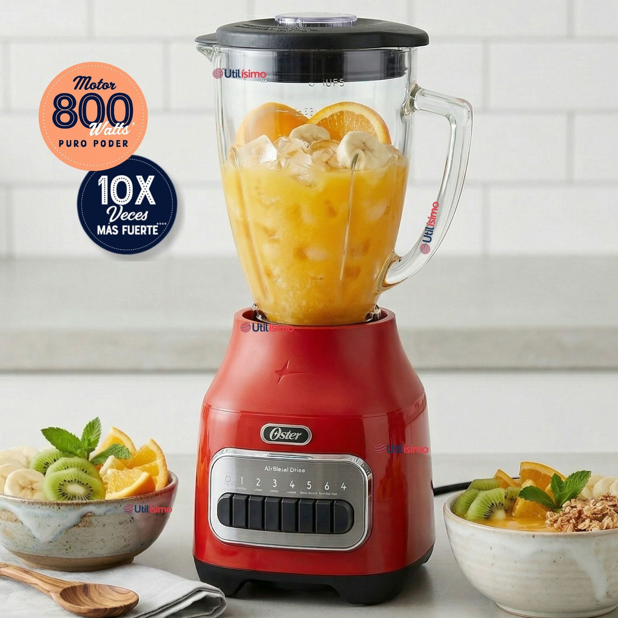 Licuadora Oster® Con Vaso De Vidrio Y 6 Velocidades Más Pulso 800 Watts 1,5litros