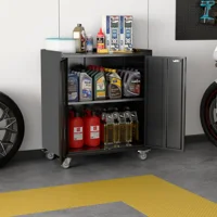 Recilock - Gabinete Metalico Bajo 2 Puerta Con Ruedas - Linea Black Gl-002