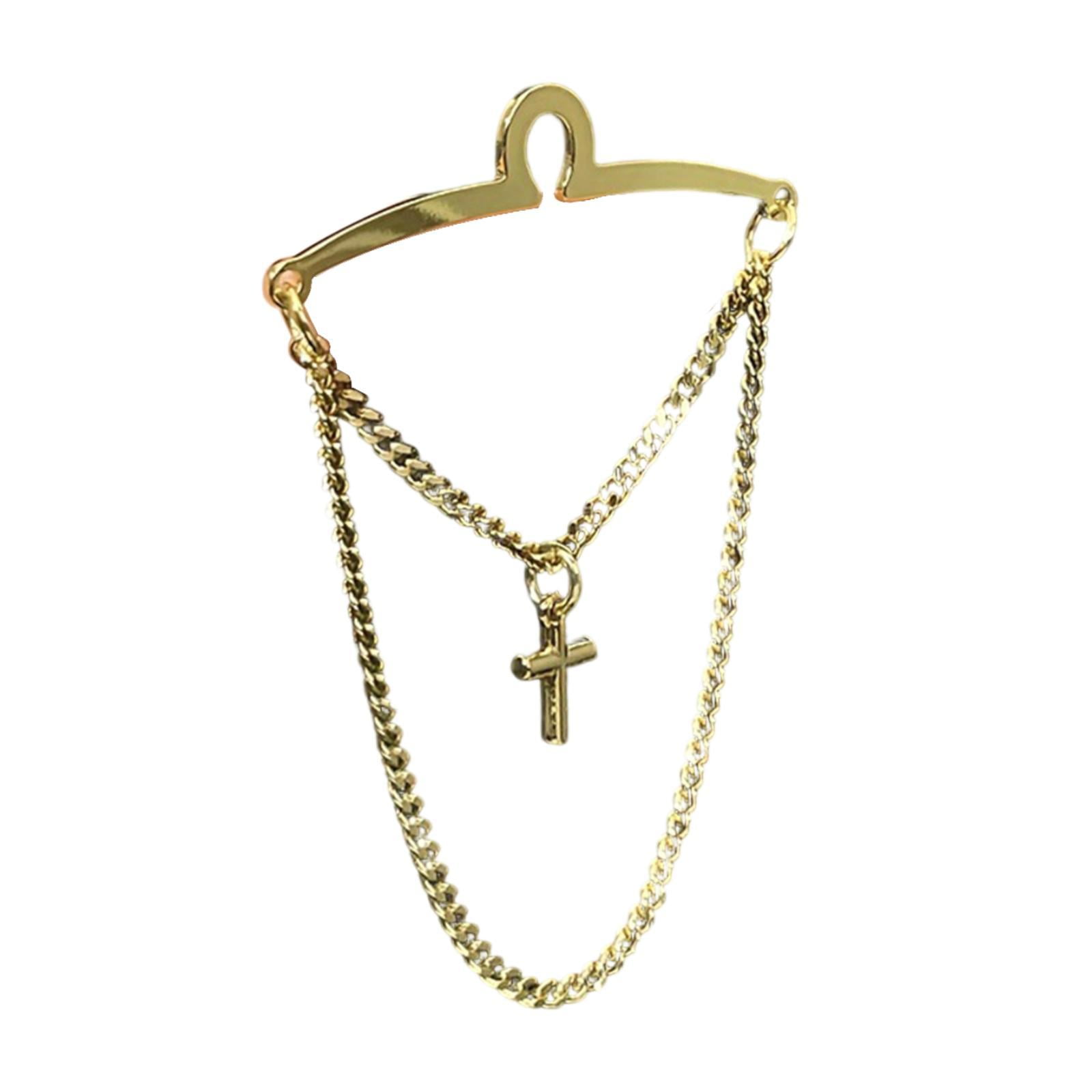 Magideal - Clip De Corbata Para Hombre, Barra De Corbata, Regalo De Joyería, Decoración De Borlas, Cadena De Eslabones, Cadena De Corbata Para Papá, Camisa Forma Oro