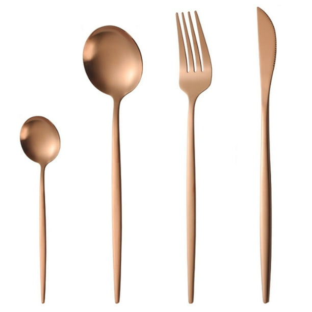 Juego de cubiertos de 16 piezas con acabado satinado, para 4 personas, incluye cuchillos, tenedores y cucharas, de acero inoxidable de primera calidad para cocina, apto para lavavajillas.