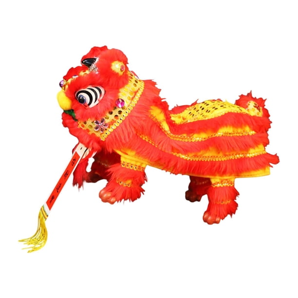 Marioneta de mano con cuerdas y varilla, juguete de león de marioneta china, decoración de año Nuevo chino para el Festival de Primavera , amarillo amarillo rojo