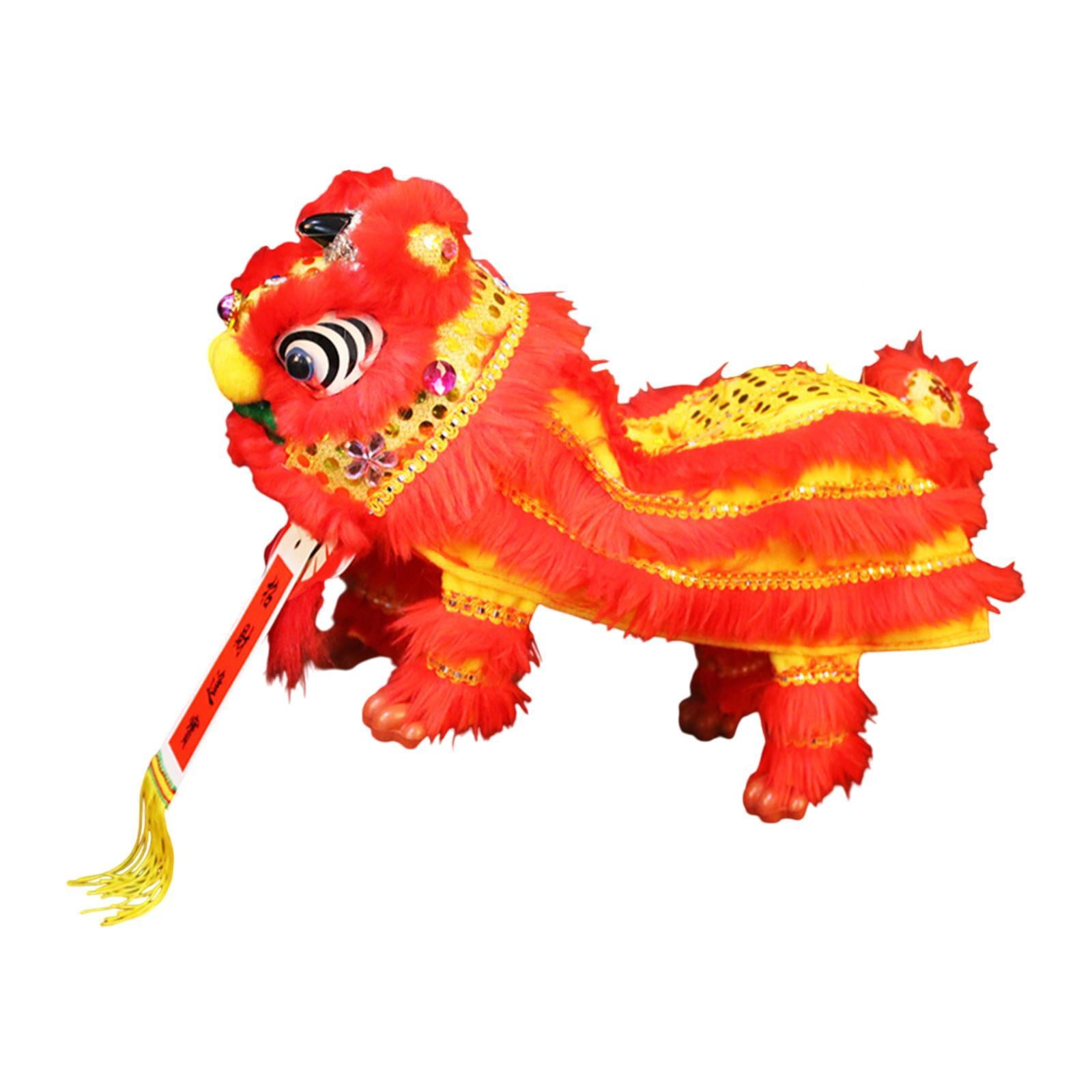 Magideal - Marioneta De Mano Con Cuerdas Y Varilla, Juguete De León De Marioneta China, Decoración De Año Nuevo Chino Para El Festival De Primavera , Amarillo Amarillo Rojo