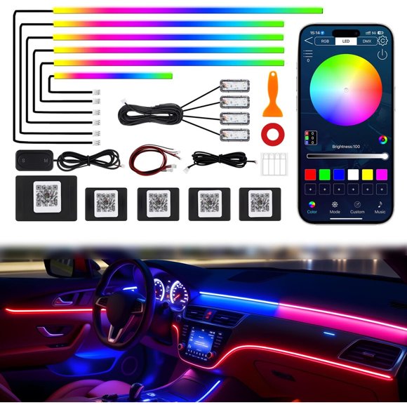 Tira LED interior JINRUITOP Dreamcolor RGB acrílica 10 en 1