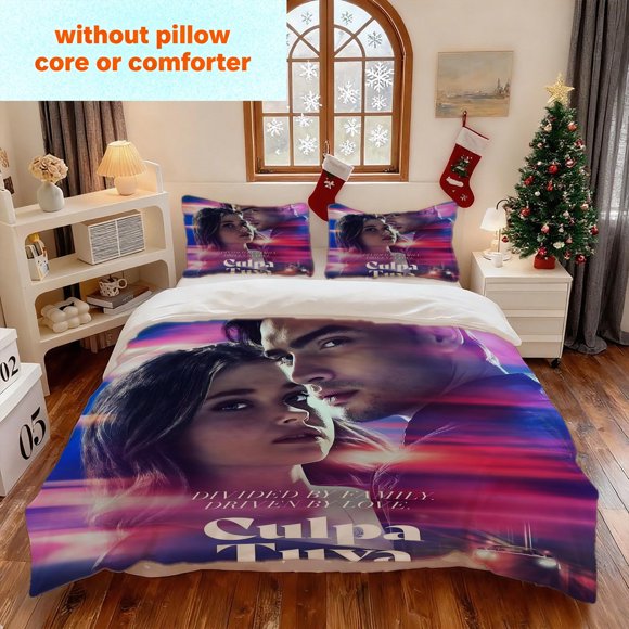 3pcs Culpa Tuya Poster Duvet Cover Set Warm Embrace Ideal for Halloween