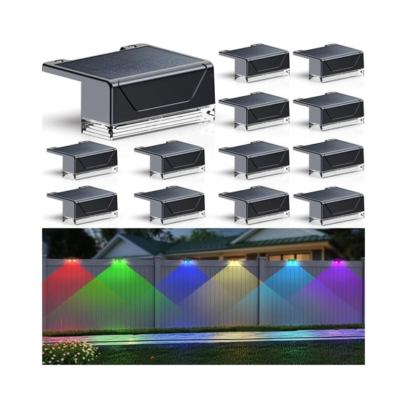 Luces solares para cerca LIANGLOME 12 unidades, blanco cálido RGB, IP44