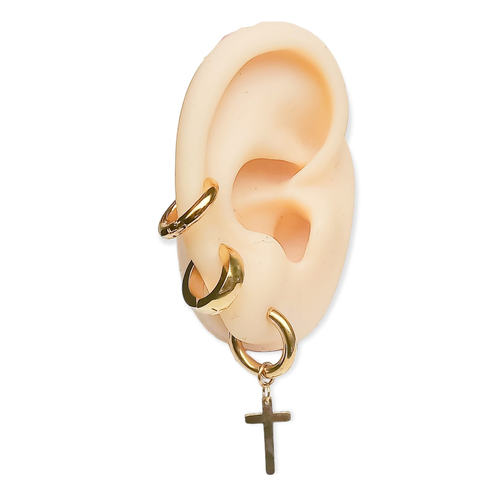 Elbauldejuma - Pack 3 Pares Argollas Lisas Chapadas En Oro 18k Piercing