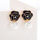 thumbnail image 3 of Pendiente colgante negro con flor y perla sintética WOERDA, 3 of 7
