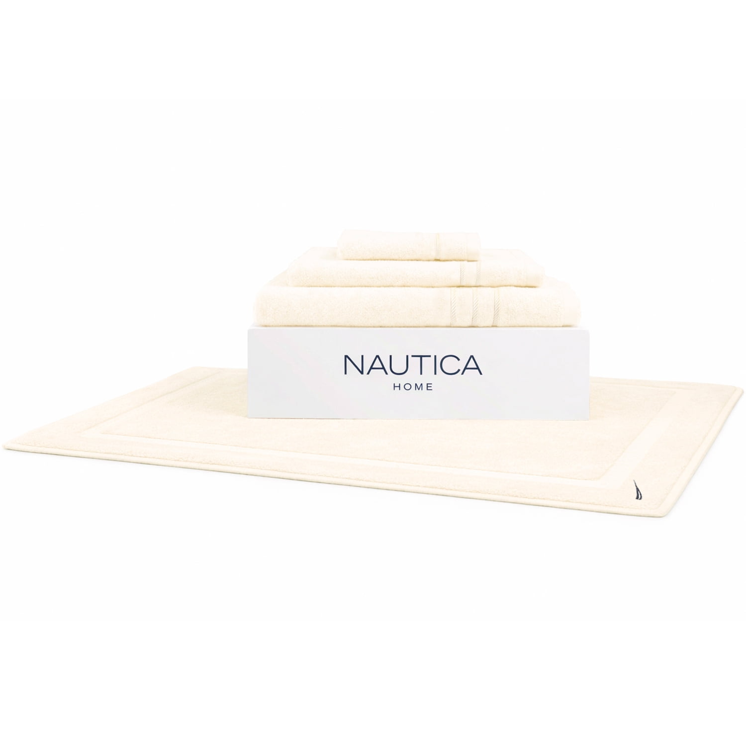 Set 4 Toallas Nautica Signature Cara+mano+cuerpo+piso 100% Algodón Beige