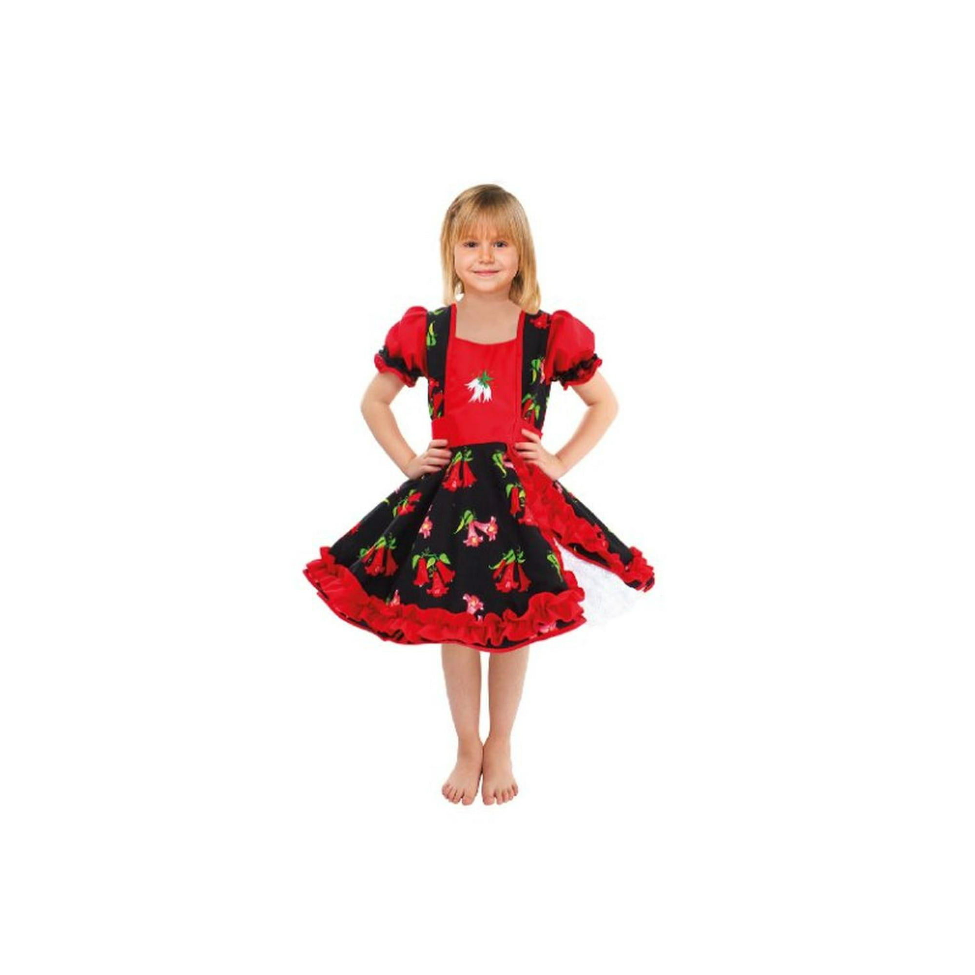 Wanny - Vestido Huasa Chinita Copihue Rojo 3-4 Años