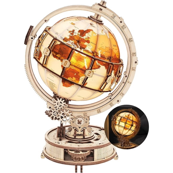 Puzzle 3D Globo Terraqueo Iluminado ROKR 180 Piezas 29cm LED