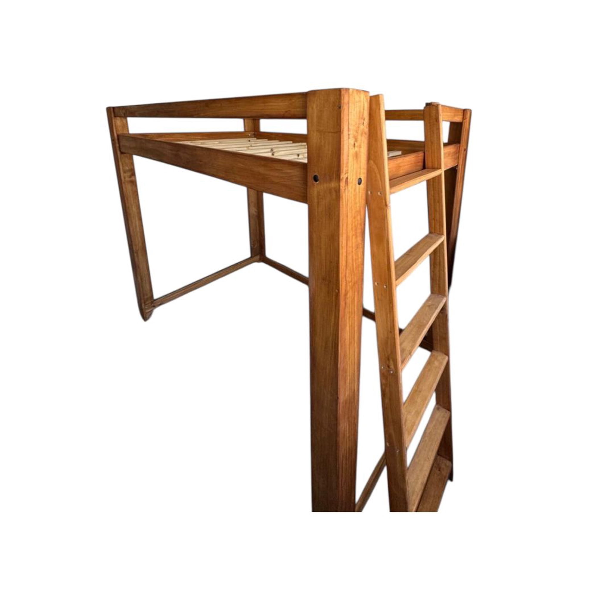 Myr - Cama Alta Con Escalera Desmontable Plaza Y Media(long)