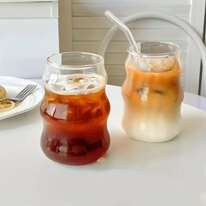 Santú Home & Deco - 4 Vasos Alto Diseño Ondas Bebidas Y Coctel Vidrio 510Ml