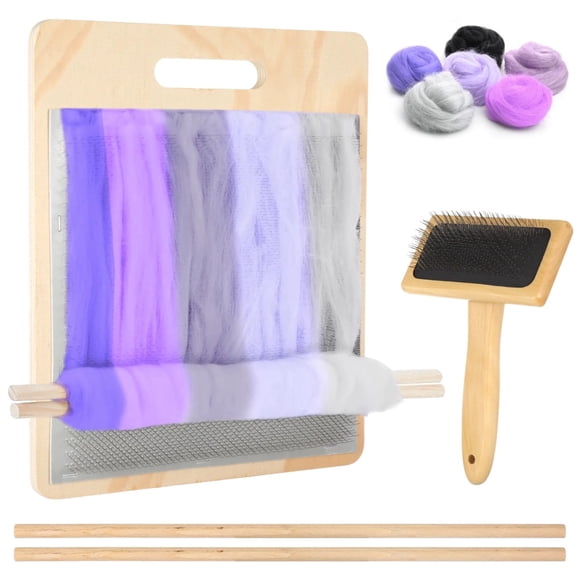 Set De Tabla Para Mezclar Lana 32 X 27 Cm Con Cardado De Madera