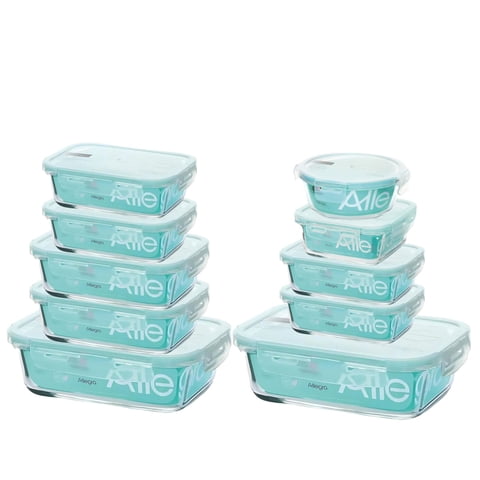 Set 10 Contenedores Recipientes Hermeticos Allegra Vidrio