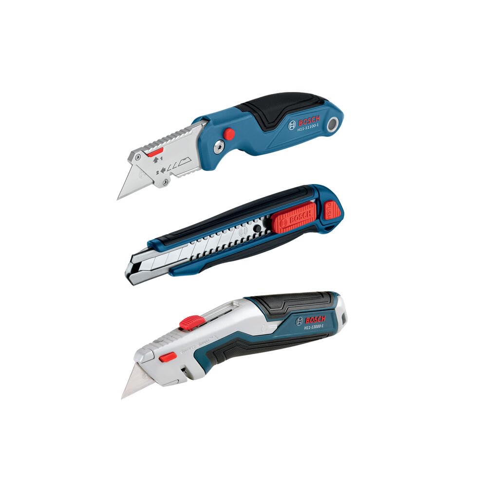 Juego De Cuchillos Multiusos Bosch H11-14200-1, Plegables Y Extraíbles, 3 Piezas