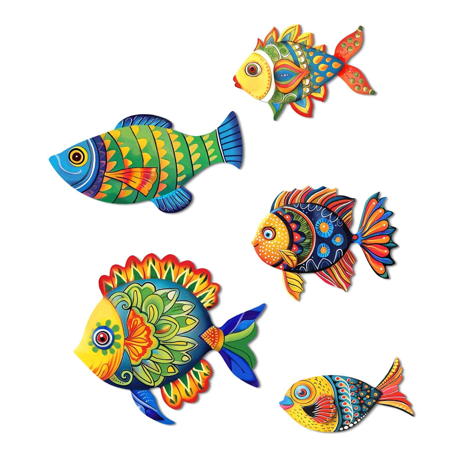 Bothyi - 5 Esculturas De Pared De Pez Para Decoración De Habitación Con Temática De Playa Para El Hogar Y La Sala De Estar.