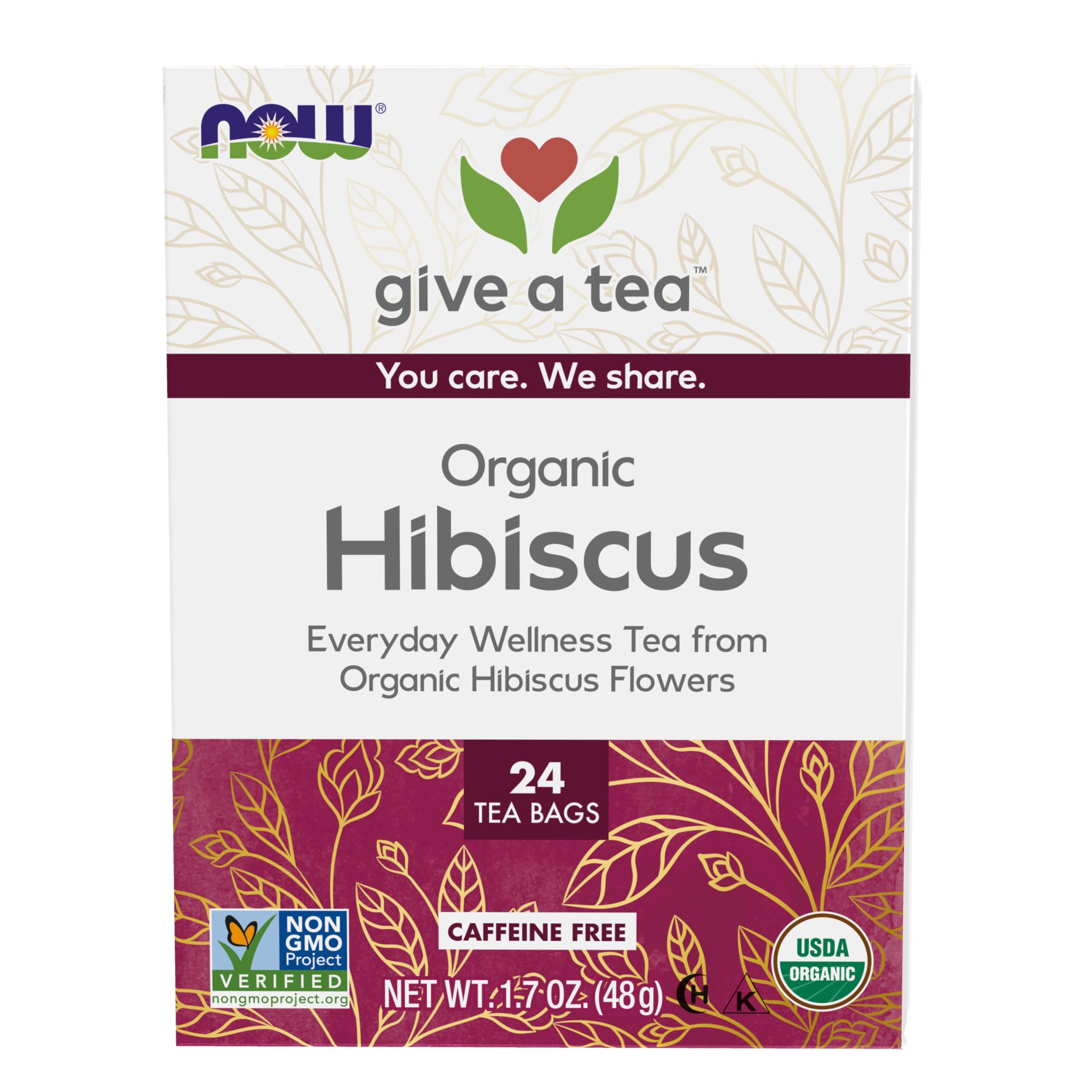 Té Orgánico Now Foods Hip Hibiscus Sin Cafeína 48G 24 Unidades