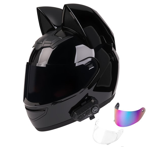 Casco YUDJYQM Bluetooth con Orejas de Gato de Cara Completa, Aprobado por DOT