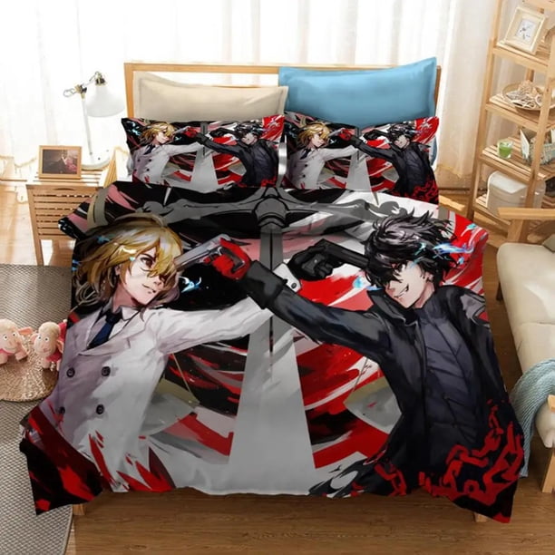 Persona 5 P5 Game Bedding Set Duvet Cover Comforter Pillowcase Boys Girls Adults Bedroom Bed Sheets