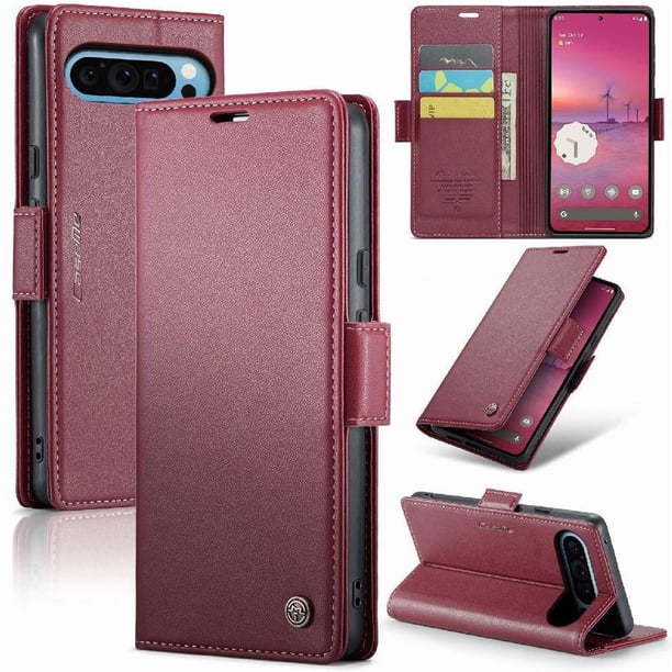 CaseMe tipo cartera Google Pixel 9 Pro XL con cierre magnético, RFID, tarjetero, soporte, carga inalámbrica