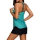 thumbnail image 4 of Tankini push up con espalda en T, estampado a rayas y tirantes, con pantalones cortos para mujer, 4 of 5