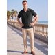 thumbnail image 2 of INSPIRE CHIC Camiseta Polo de Punto Jacquard para Hombre Cuello en V Transpirable Verano Golf Talla M Negro, 2 of 5