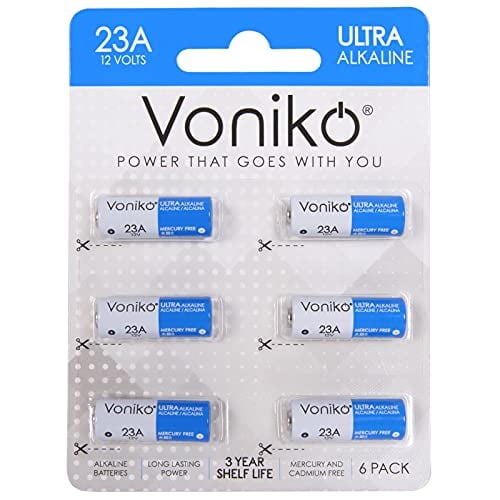 Batería Voniko Ultra 23A alcalina de 12 V (paquete de 6) para timbres
