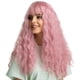 thumbnail image 3 of Pelucas Rizadas Onduladas Para Mujer De 22 Pulgadas, Peluca Resistente Al Calor Para Cosplay Con Flequillo Limpio Rosa, 3 of 5