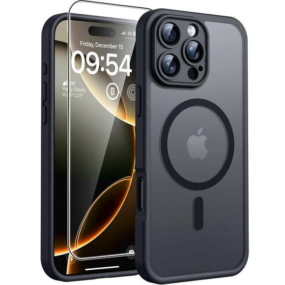 Funda magnética TOCOL 3 en 1 para iPhone 16 Pro de 6.3 pulgadas, negra