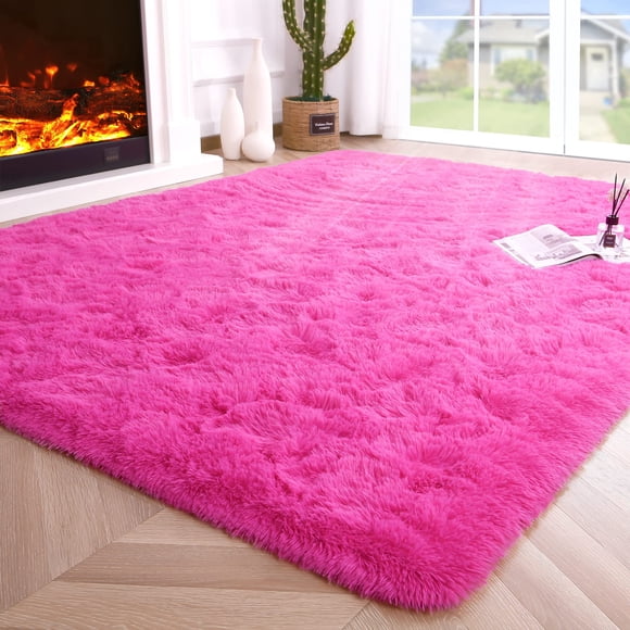 Alfombra de Área Noahas Esponjosa Rosa Intenso para Dormitorio Infantil 120x180 cm