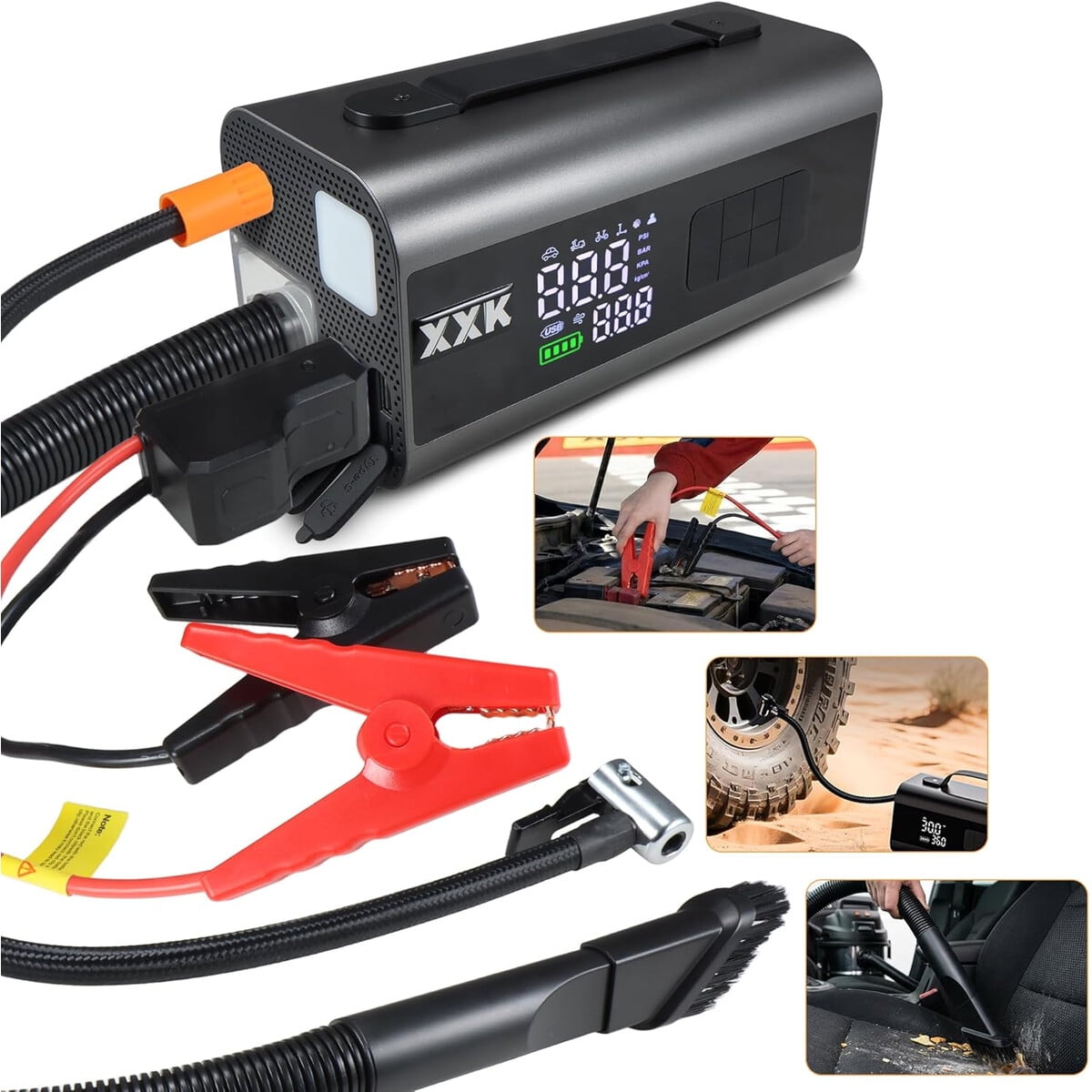Compresor De Aire Portátil Xxk Inflador 160psi Arrancador 2000a