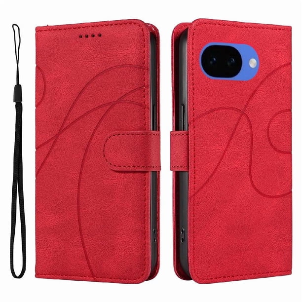 Funda tipo cartera con tapa para Google Pixel 10A con tarjetero, soporte y cubierta magnética Rojo