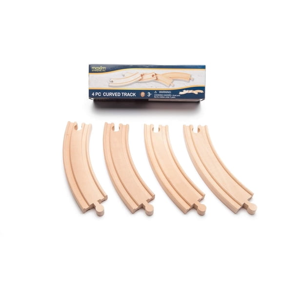 Juego de vías de tren de madera curvadas Maxim Enterprise, 4 piezas