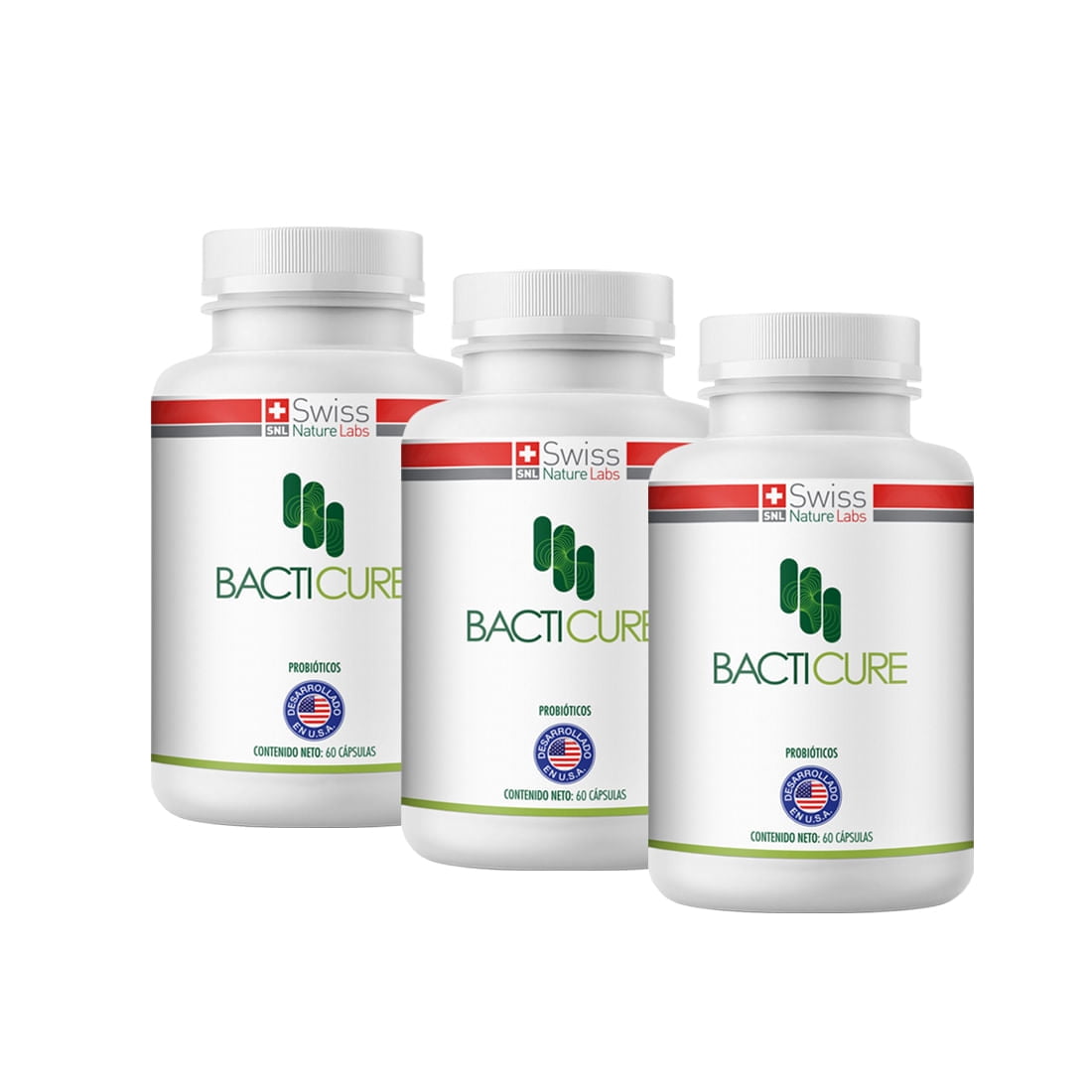 Swiss Nature Labs - Complejo Natural De Probioticos Bacticure 180 Capsula Salud Intestinal