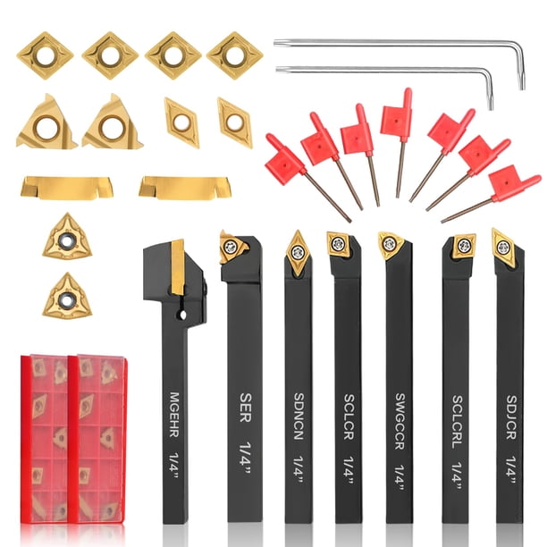 Kit de herramientas de torneado Joogto, indexable, 21 piezas con juego de soportes