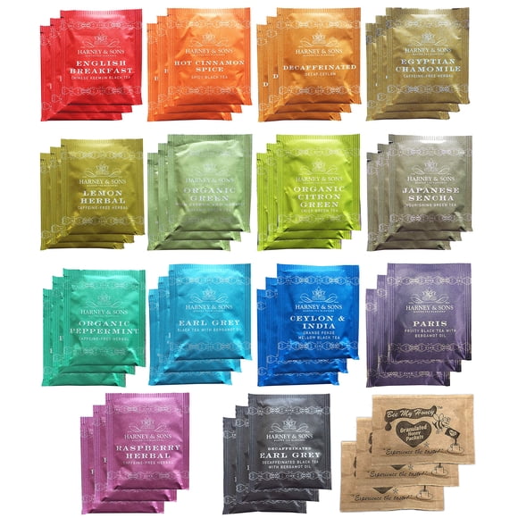 Tea Sampler Harney & Sons, 42 unidades, con paquetes de miel