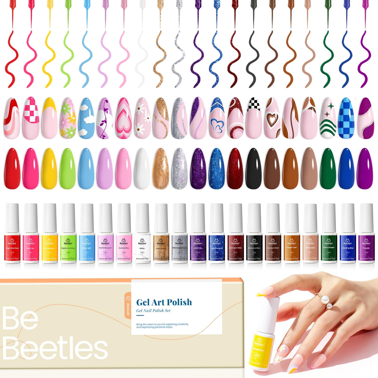 Beetles Gel Polish - Set De Esmaltes De Uñas Nail Art Gel Liner Beetles