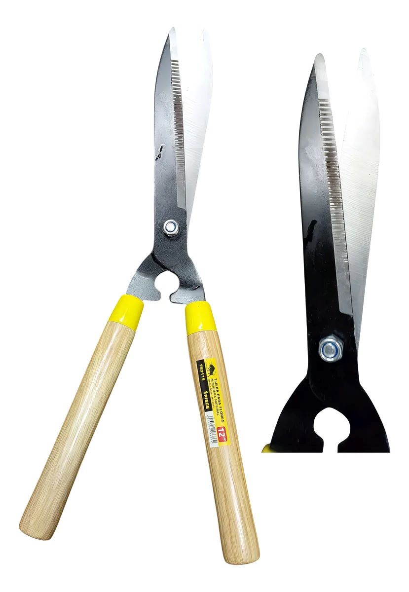 Metalfer - Tijeras Podar Y Cortar Pasto Arbusto 12 Pulgadas Jardinera Color Amarillo