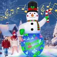 Zukakii - Muñeco De Nieve Inflable Navideño De 7 Pies Con Música Y Luces Giratorias
