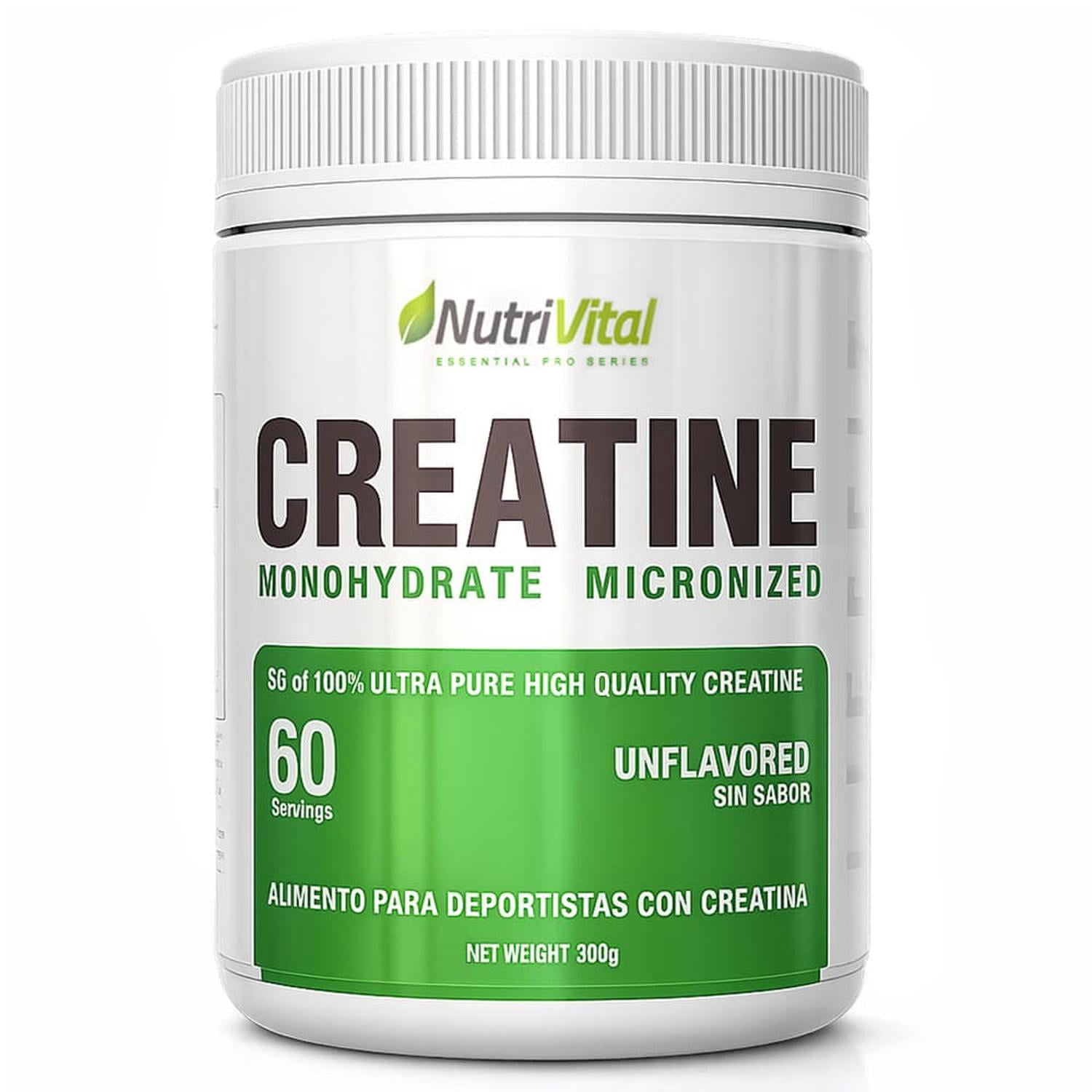 Creatina Monohidratada Micronizada 300g Nutrivital 60 Porciones Alta Pureza