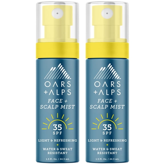 Spray de protección solar Mist Oars + Alps para rostro y cuero cabelludo SPF 35, paquete de 2