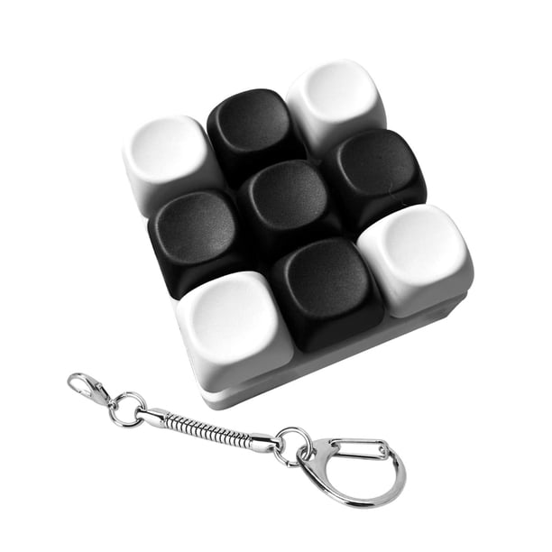 Llavero con teclado, juguete sensorial para fiestas, cumpleaños, teclados de , teclado con clicker para oficina, bolso, trabajo, mujeres, hombres, Blanco y negro