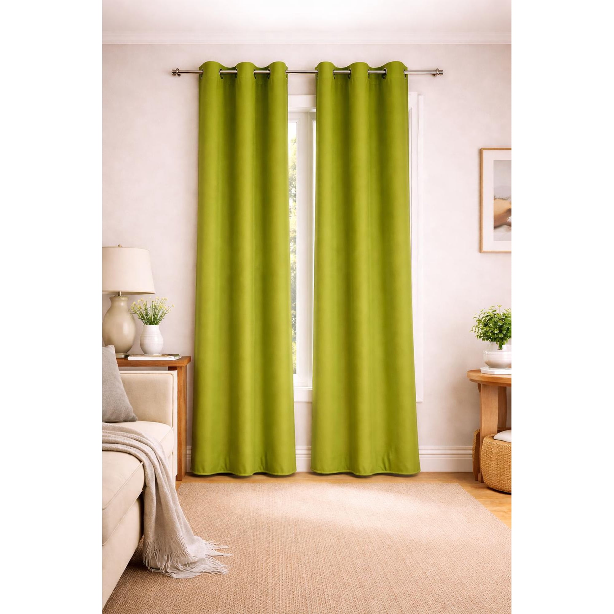 Clems - Cortina 100% Blackout De Tela Engomada 2 Paños Verde