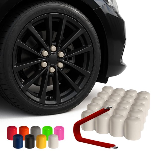 Cubiertas de Tuerca de Rueda de Vinilo Automotivated Aftermarket 17 mm Blanco Paquete de 25