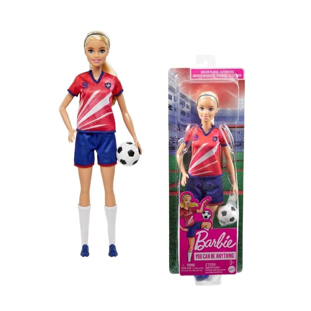 Barbie - Muñeca Jugadora De Fútbol Playera Roja