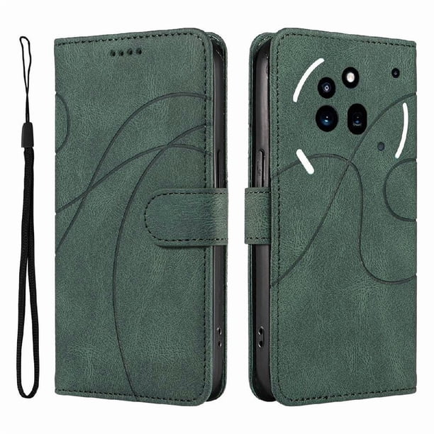Funda tipo cartera con tapa para Nothing Phone 3A Pro con tarjetero, soporte y cubierta magnética Verde