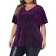 thumbnail image 1 of Agnes Orinda Blusas para Mujer Tallas Grandes Cuello en V Manga Corta Metálica Camiseta Tops de Fiesta 3X Púrpura, 1 of 6