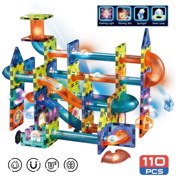 Juego Contixo 110 Piezas Baldosas Magnéticas Canicas Que Brillan en la Oscuridad