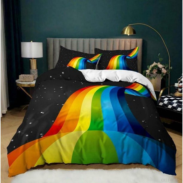 Rainbow 0 CEZ Quilt Duvet Cover Set Kids Doona Cover Bedding Comforter Cover3-Piece Bedding Set