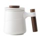 thumbnail image 1 of Taza De Té De Cerámica Con Tapa De Filtro Mango De Madera Para Té Blanco, 1 of 5
